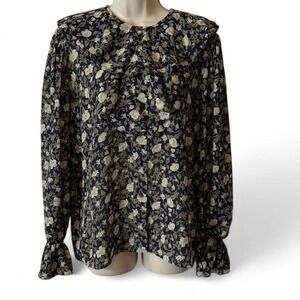 Vintage Floral Ruffled Blouse, Women's Size‎ 12